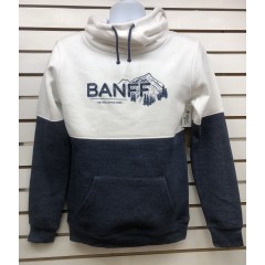 LADIES HOODIE BANFF 1885 MOUNTAINS HEATHER/BLUE - SIZE SMALL